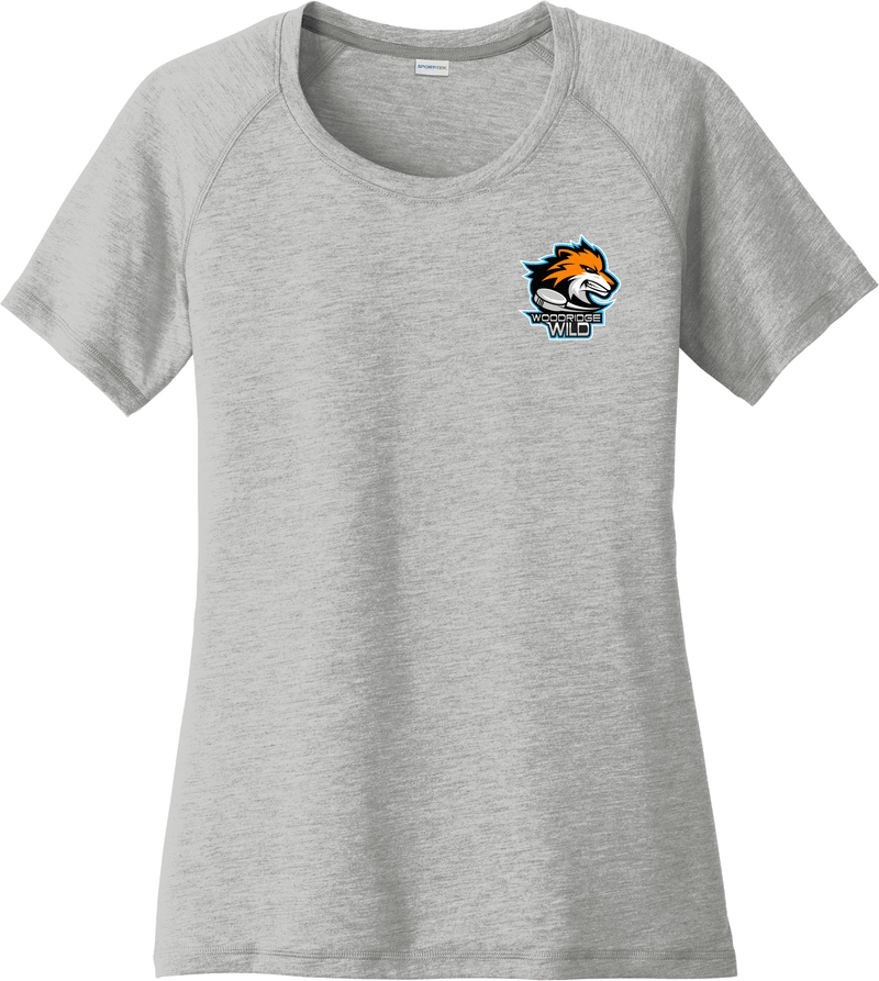 Woodridge Wild Ladies PosiCharge Tri-Blend Wicking Scoop Neck Raglan Tee