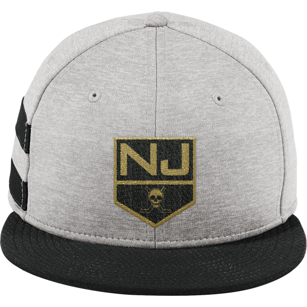 NJ Raiders New Era Shadow Heather Striped Flat Bill Snapback Cap