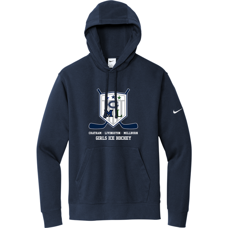 CML Girls Ice Hockey Nike Club Fleece Sleeve Swoosh Pullover Hoodie