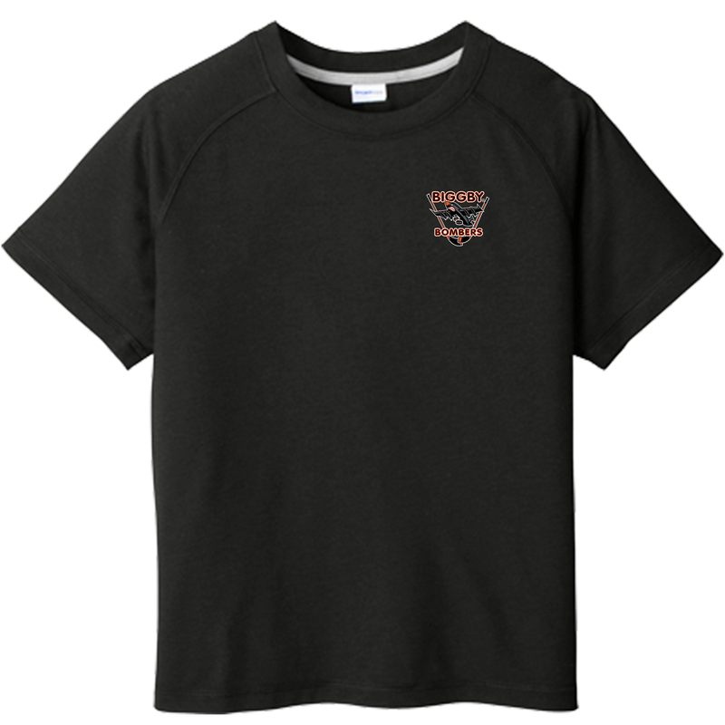 Biggby Bombers Youth PosiCharge Tri-Blend Wicking Raglan Tee